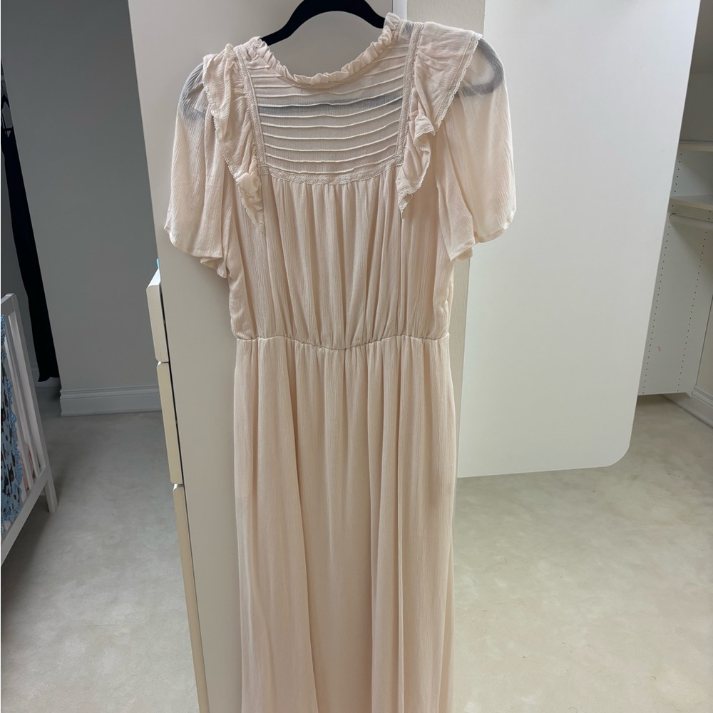 Roolee Soft Cream Midi Dress